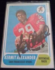 1968 Kermit Alexander signed card, 1of2