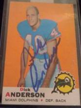 1969 Dick Anderson signed card, 1of2