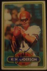 1980 Ken Anderson signed card, 1of2