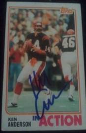 1982 Ken Anderson signed card, 1of2