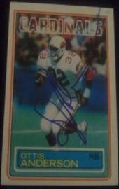 1983 Ottis Anderson signed card, 1of2