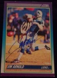 1990 Jim Arnold signed card, 1of2