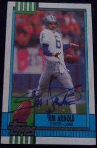 1990 Topps Jim Arnold signed card, 1of2