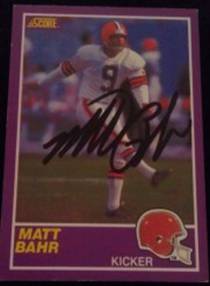 1989 Matt Bahr signed card, 1of2