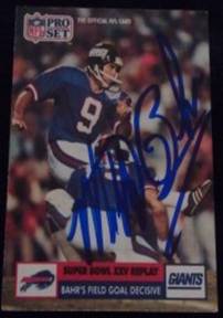 1991 Matt Bahr signed card, 1of2