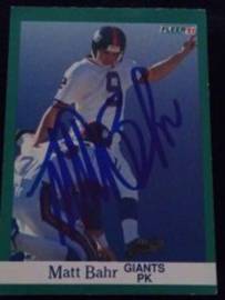 1991 Fleer Matt Bahr signed card, 1of2