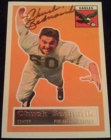 1956 Topps Reprint Chuck Bednarik signed card, 1of2