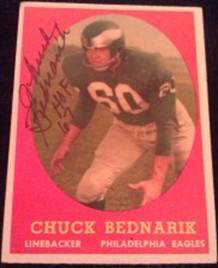 1958 Topps Chuck Bednarik signed card, 1of2