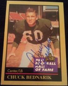 1991 HOF Chuck Bednarik signed card, 1of2