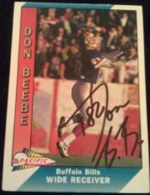 1991 Don Beebe signed card, 1of2