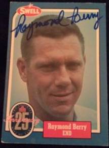 1988 Swell Raymond Berry signed card, 1of2