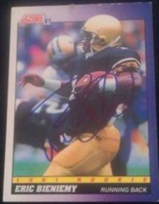 1991 Score Eric Bieniemy signed card, 1of2