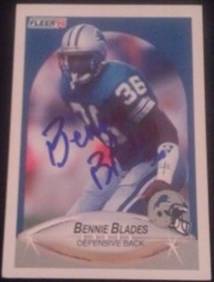 1990 Fleer Bennie Blades signed card, 1of2