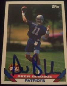 1993 Topps Drew Bledsoe signed card, 1of2