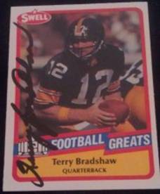 1989 Terry Bradshaw signed card, 1of2