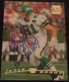 1996 Topps Kyle Brady signed card, 1of2