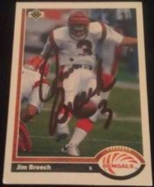 1991 Upper Deck Jim Breech signed card, 1of2