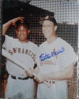 signed Willie Mays Stan Musial signed by Musial Global Cert 8x10 photo