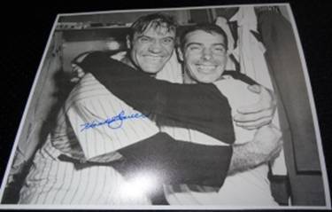 Joe DiMaggio and Hank Bauer, signed by Bauer