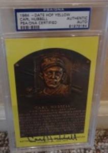 Carl Hubbell Yellow HOF Card Certified & Slabbed, PSA Authentic