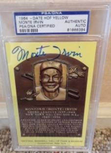 Monte Irvin Yellow HOF Card Certified & Slabbed, PSA Authentic