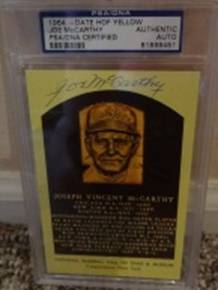 Joe McCarthy Yellow HOF Card Certified & Slabbed, PSA Authentic