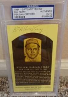 Bill Terry Yellow HOF Card Certified & Slabbed, PSA Authentic